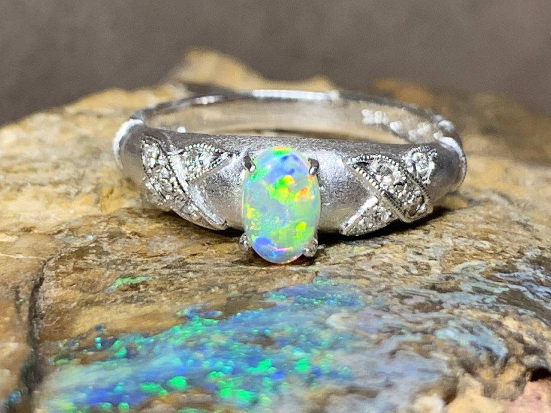 Crystal Opal & Demantoid Garnet Ring - Fine Jewelry by Tamsen Z