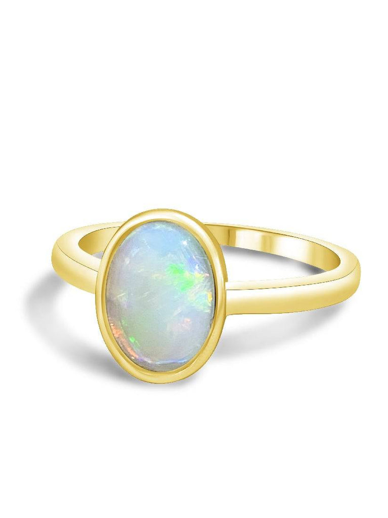 Gold over Sterling Silver plated Solitaire Opal ring | Masterpiece ...