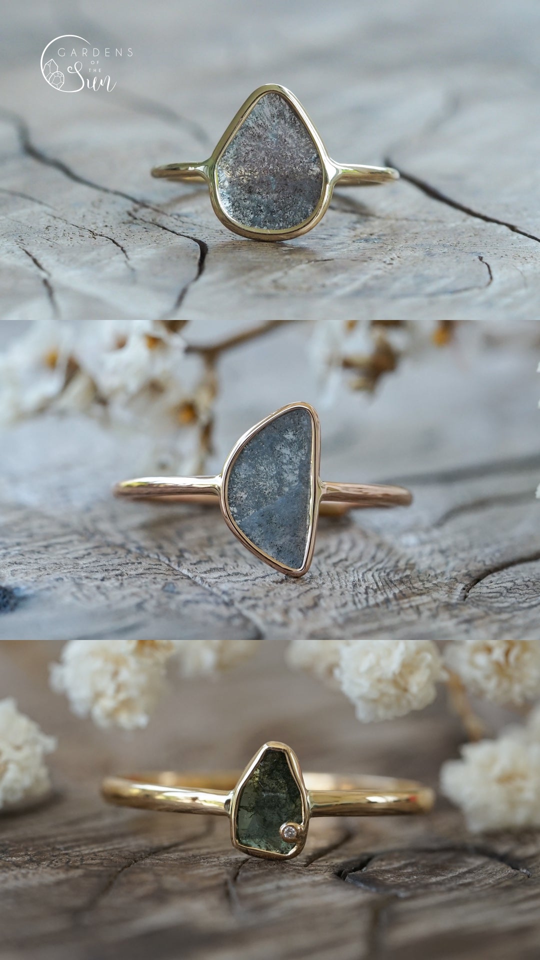 Custom Diamond Slice Ring in Ethical Gold - Gardens of the Sun ...