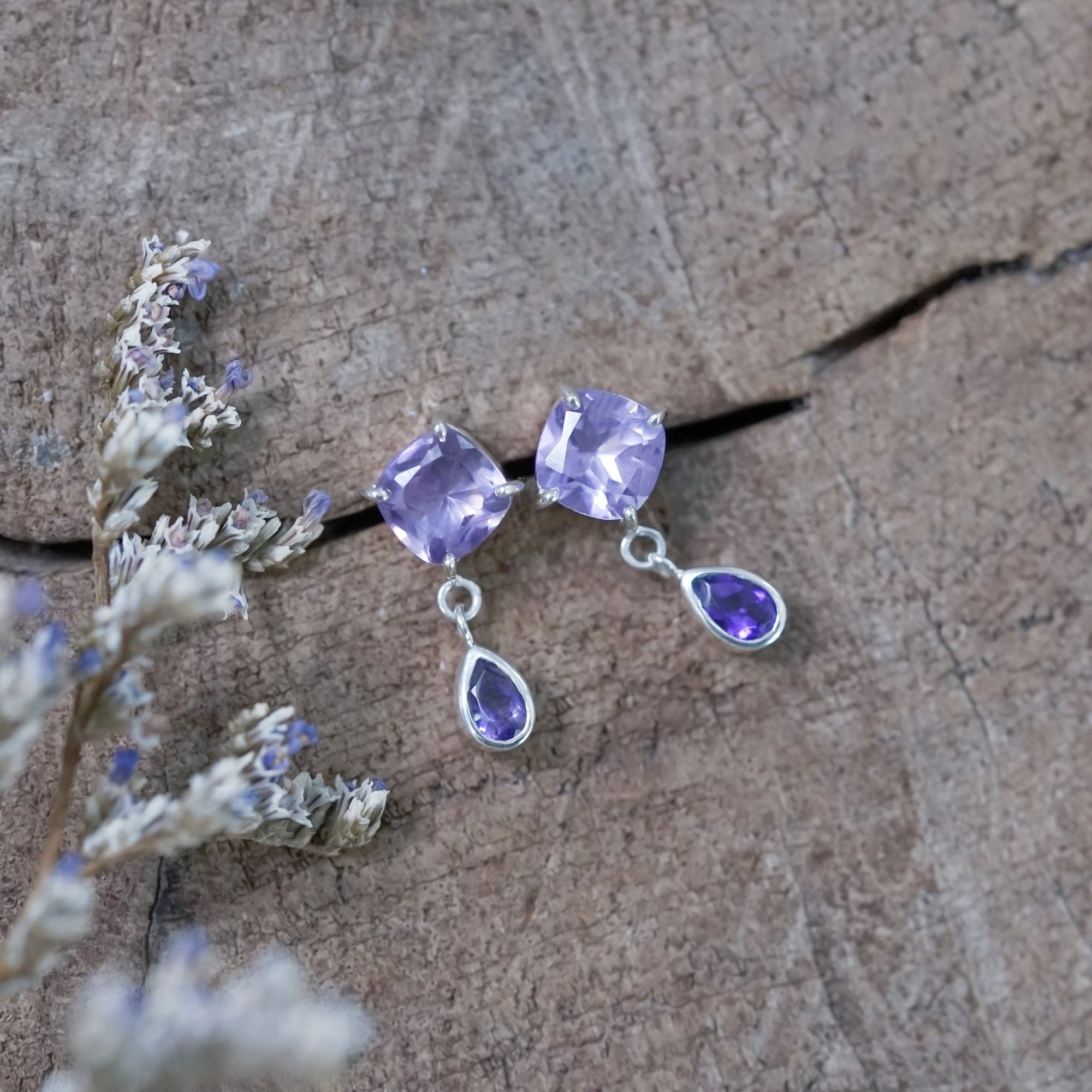 Topaz and Amethyst Earrings - Gardens of the Sun | Ethical Jewelry