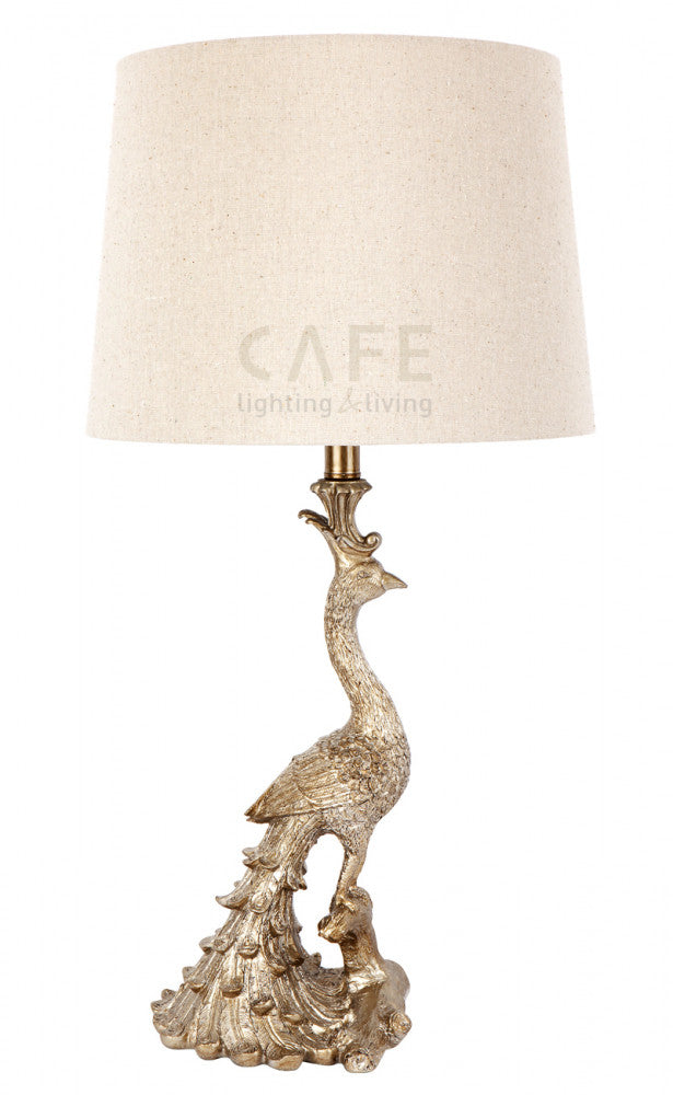 Cafe Lighting Peacock Table Lamp in Gold or Silver B22 ...