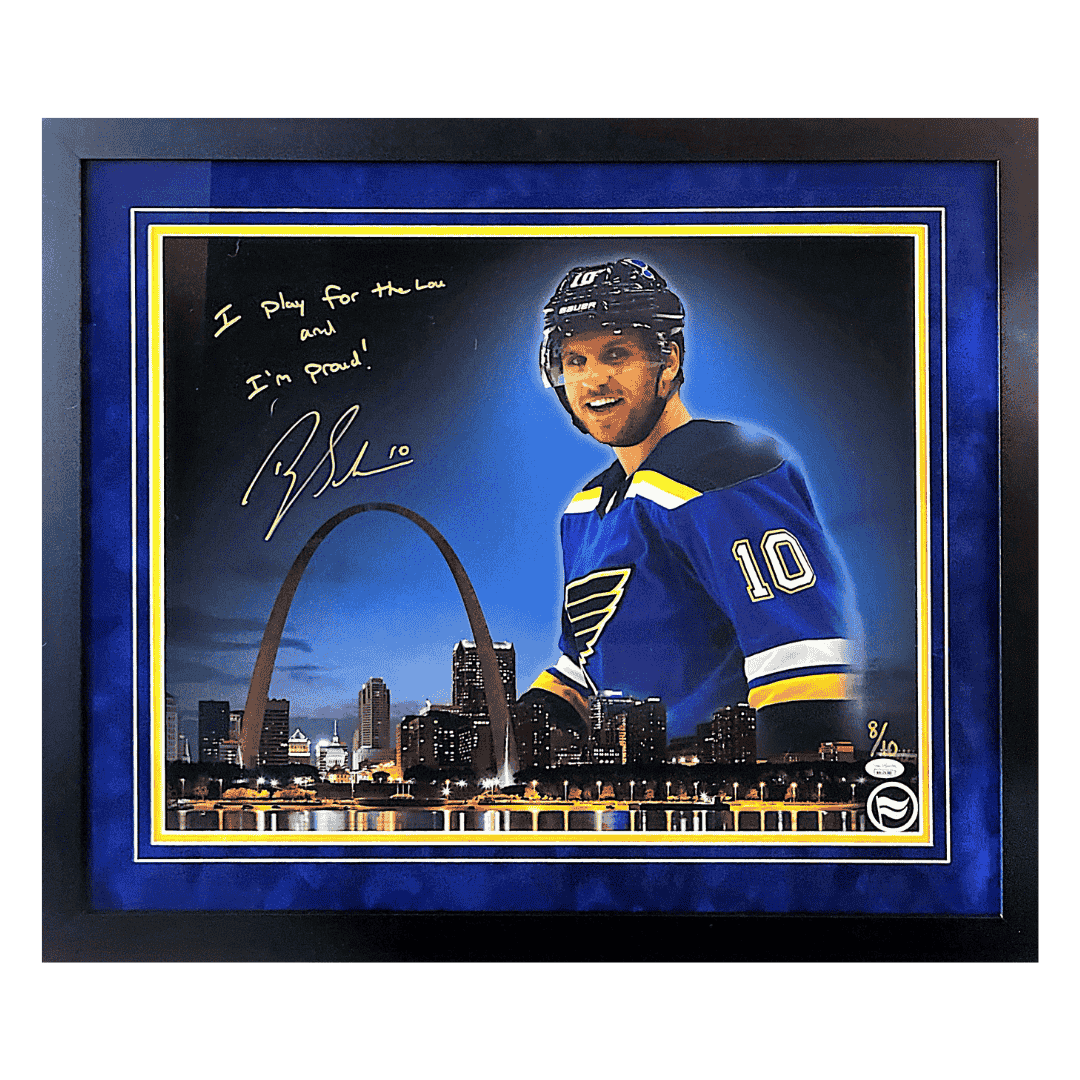 Brayden Schenn St Louis Blues Autographed Framed 16x20 Photo with Inscription- JSA COA