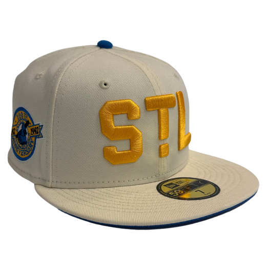 St Louis Cardinals Navy Two Bird Logo 125th Anniversary Patch Vice Blue UV  59FIFTY Fitted Hat