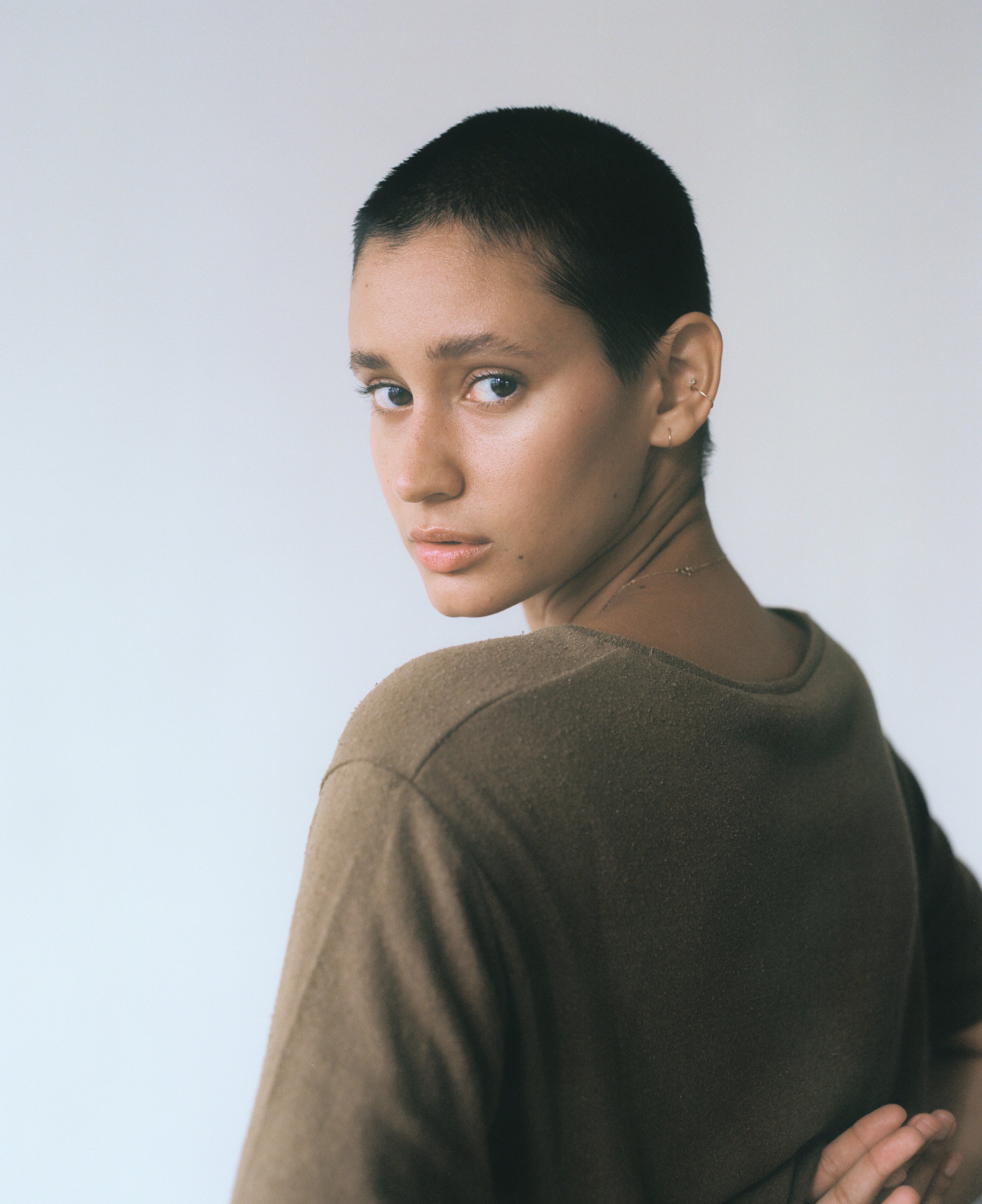 Oversized Tee, Silk Noil Jersey, Coffee