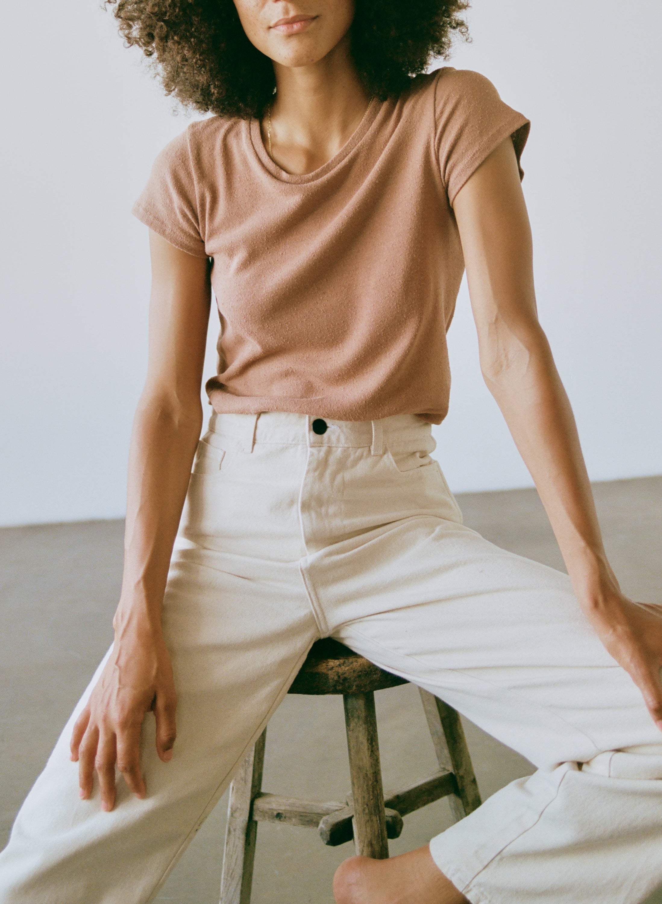 Lou Tee, Silk Noil Jersey, Terracotta