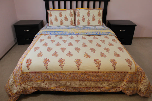 Paisley Motif Cotton Duvet Cover Set Pure Cotton Eco Friendly