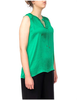 PINGPONG Sleeveless Tie Front Top Ming Green