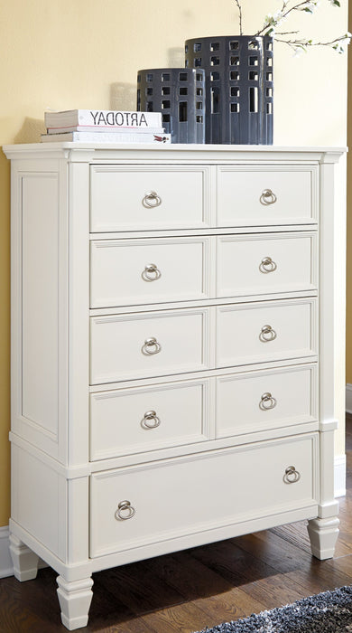 Prentice Five Drawer Chest White Furniture Express