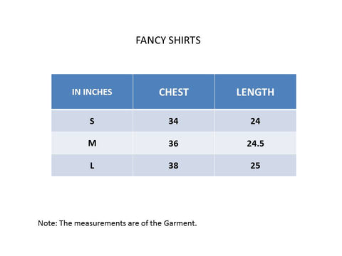 SIZE CHART TEEMOODS FANCY Shirts 