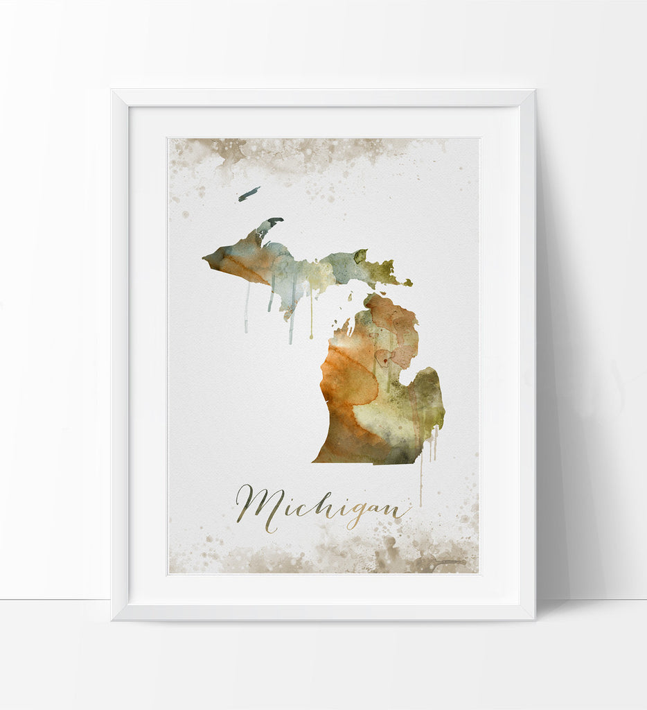 Michigan Wall Art Art Print Michigan Decor Michigan Map Art Waterco Fine Art Center