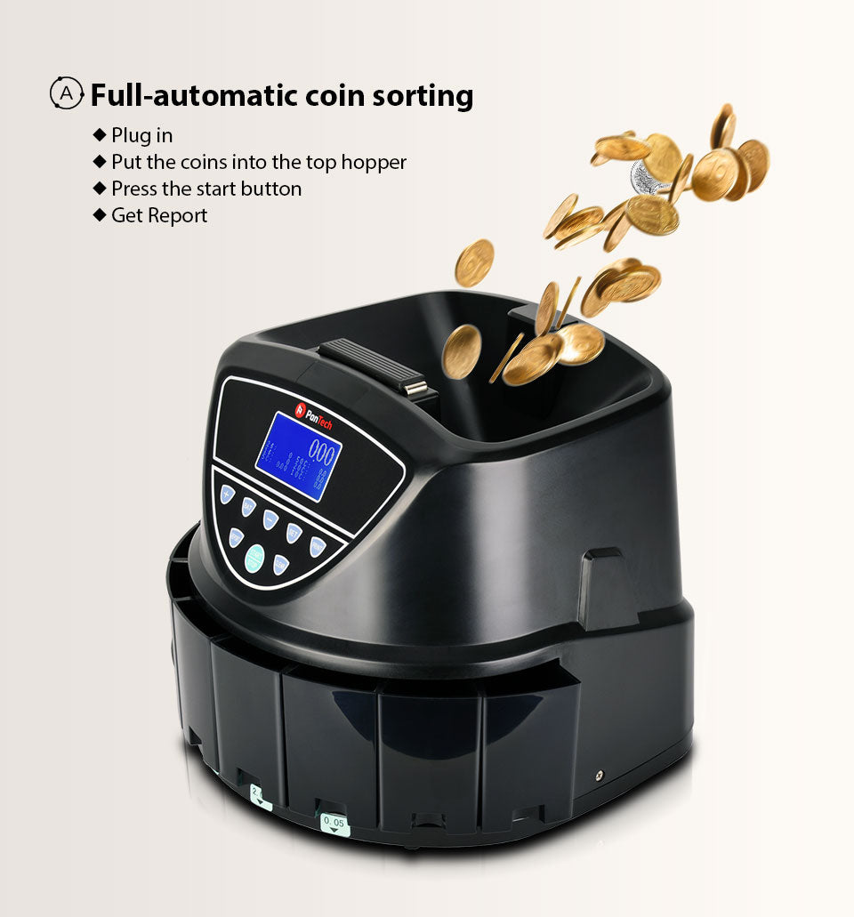 PanTech Australian Coin Sorter Coin Counter Machine Automatic Electronic PT-CSC-BLACK