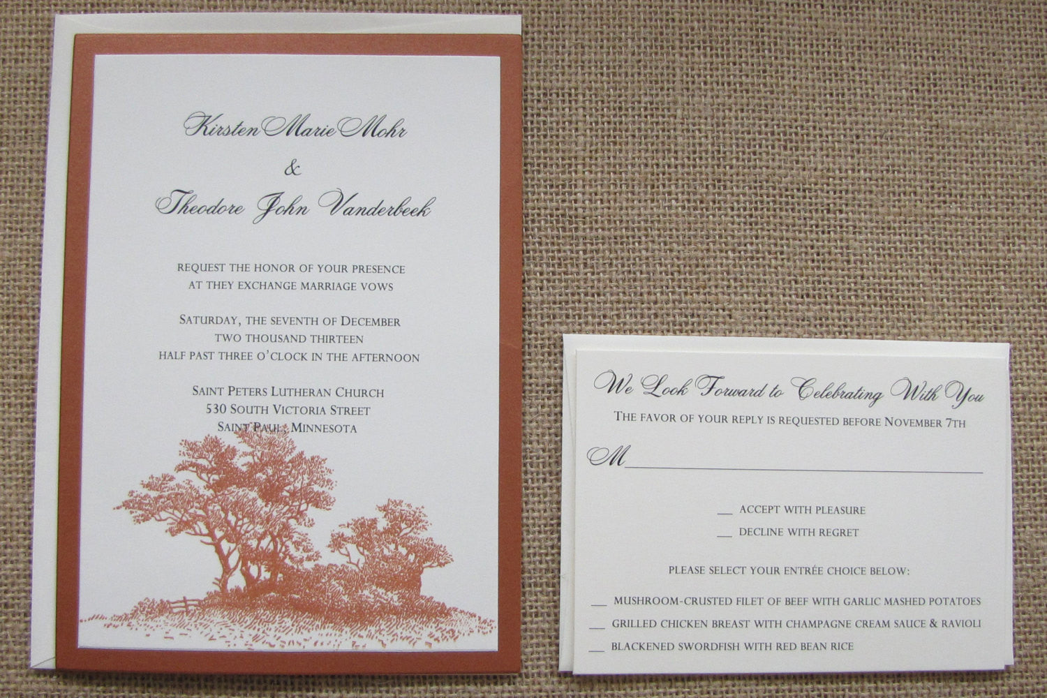 Rustic Fall Wedding Invitations Autumn Wedding Invites Deposit