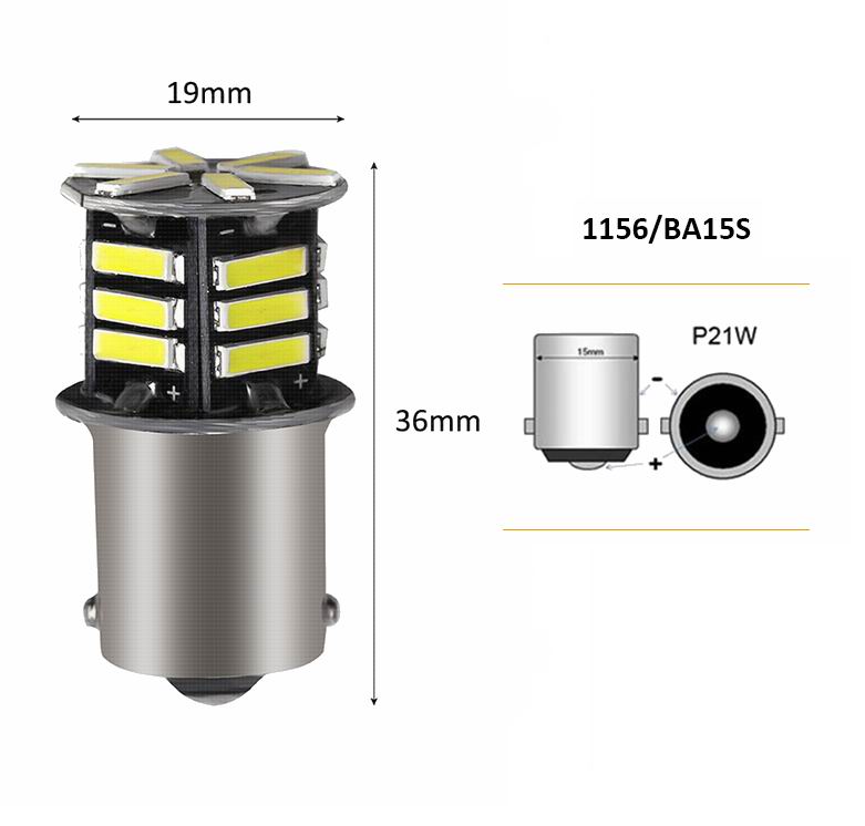 Se BA15S LED pære med 21 LED - 12v - Dinled hos dinLED.dk