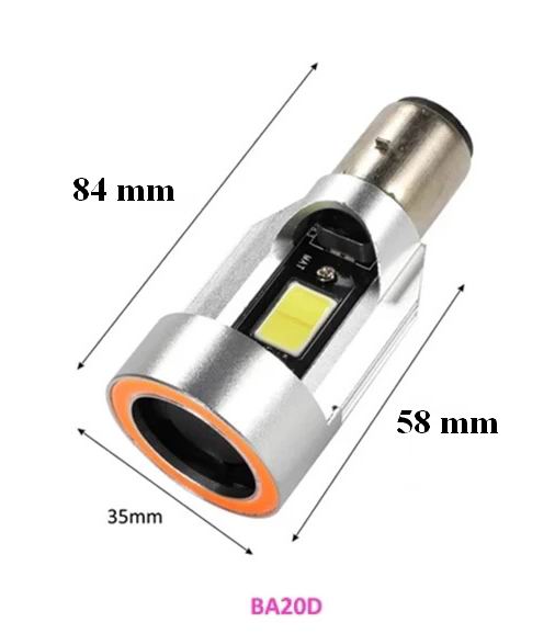 BA20D / H6 LED forlygtepærer til Scooter / Motorcykel med angel eye - 12v - Dinled