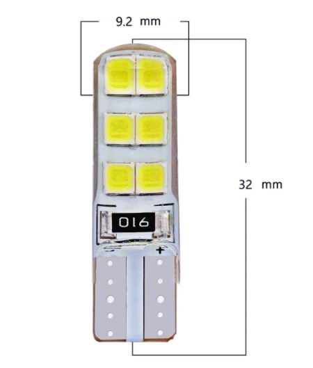 T10 W5W LED pære Silikonebelagt- sæt med 2 stk. - 12v - Dinled
