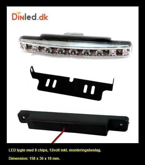 Billede af UDSALG - 2 stk. LED Lygte med 8 LED chips og monterings sæt 12 volt - Dinled - Markeringslys