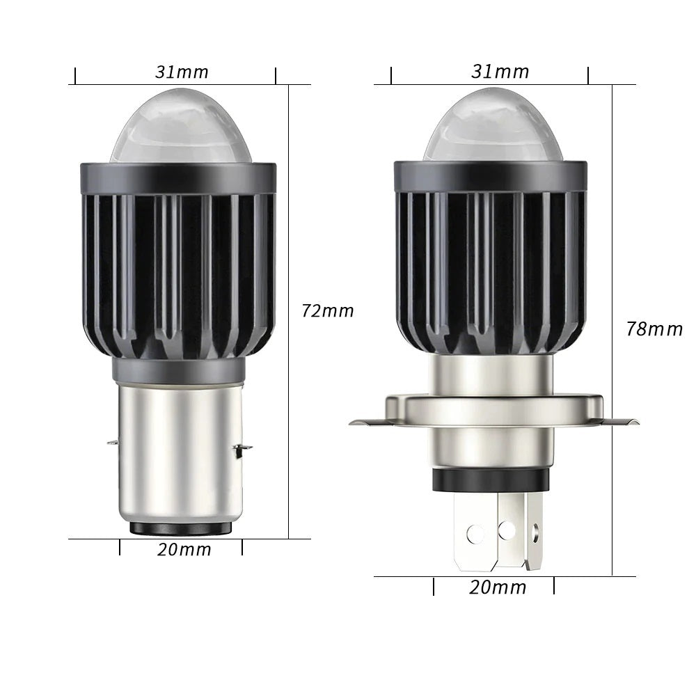 UDSALG - LED forlygtepærer til Scooter / Motorcykel - 10-80v - BA20D / H6 - H4 - P15D - Dinled