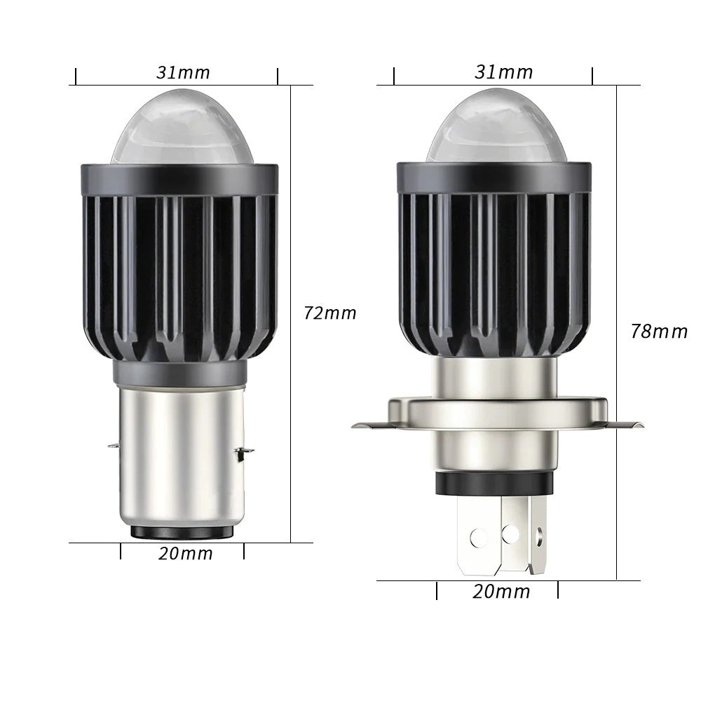 Billede af UDSALG - LED forlygtepærer til Scooter / Motorcykel - 10-80v - BA20D / H6 - H4 - P15D - Dinled