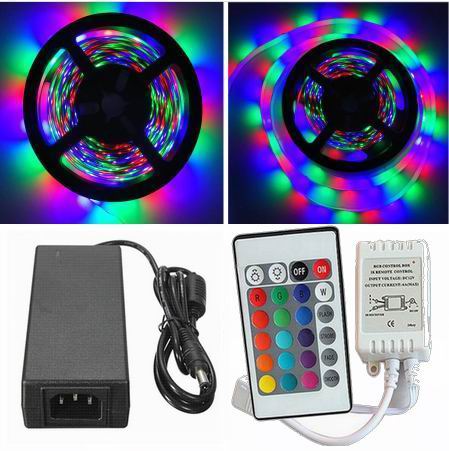 Billede af UDSALG - 10 meter (2x5 meter), 12 volt, 48 watt, IP65, RGB LED strip - KOMPLET SÆT - Dinled - LED STRIP