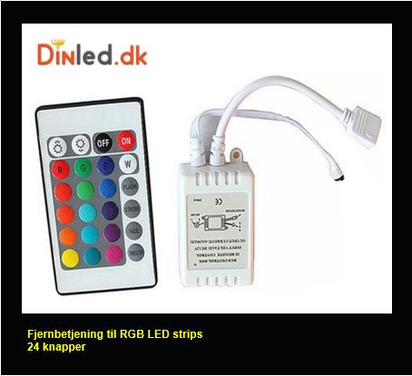Se LED controller med fjernbetjening 12v til RGB strips - 24 knapper - Dinled - LED STRIP hos dinLED.dk