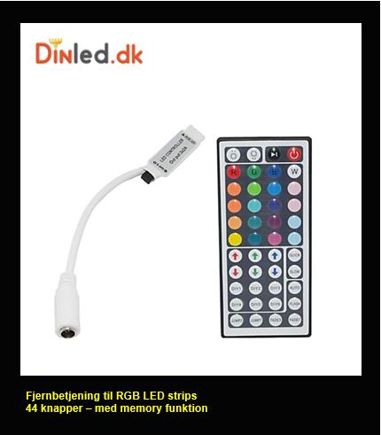 LED controller med fjernbetjening 12v til RGB strips - 44 knapper - Dinled - LED STRIP