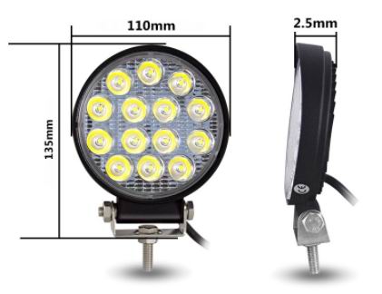 Billede af UDSALG - LED køretøjs projektør 42 watt 12/24 volt - SLIM - Dinled - Køretøjs projektører