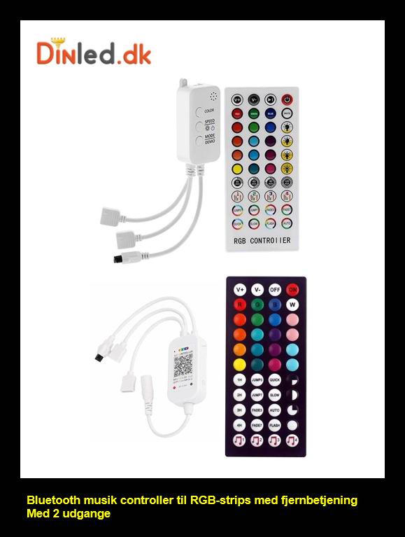 UDSALG - LED MUSIK RGB Bluetooth controller med fjernbetjening 12/24v - Dinled - LED STRIP