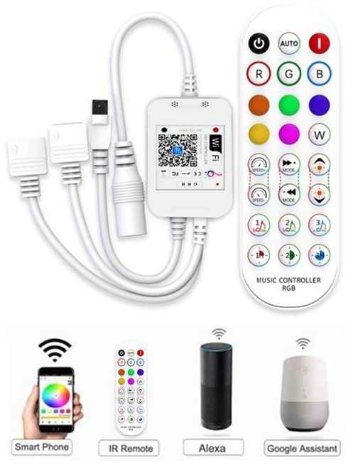 Billede af UDSALG - LED WIFI controller til RGB strips med musik styring + Google Home + Alexa - Dinled - LED STRIP