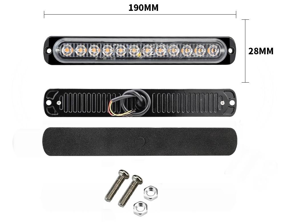 Billede af 12 LED Blitzblink / strobe blink 12v / 24v - Aflang - Dinled - Markeringslys