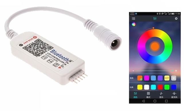 Billede af RGBW / RGBWW Bluetooth controller til IOS og ANDROID Mobil telefoner - Dinled - LED STRIP