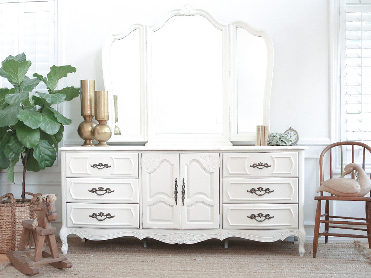 Shabby Chic Vintage French Provincial Dresser Credenza With