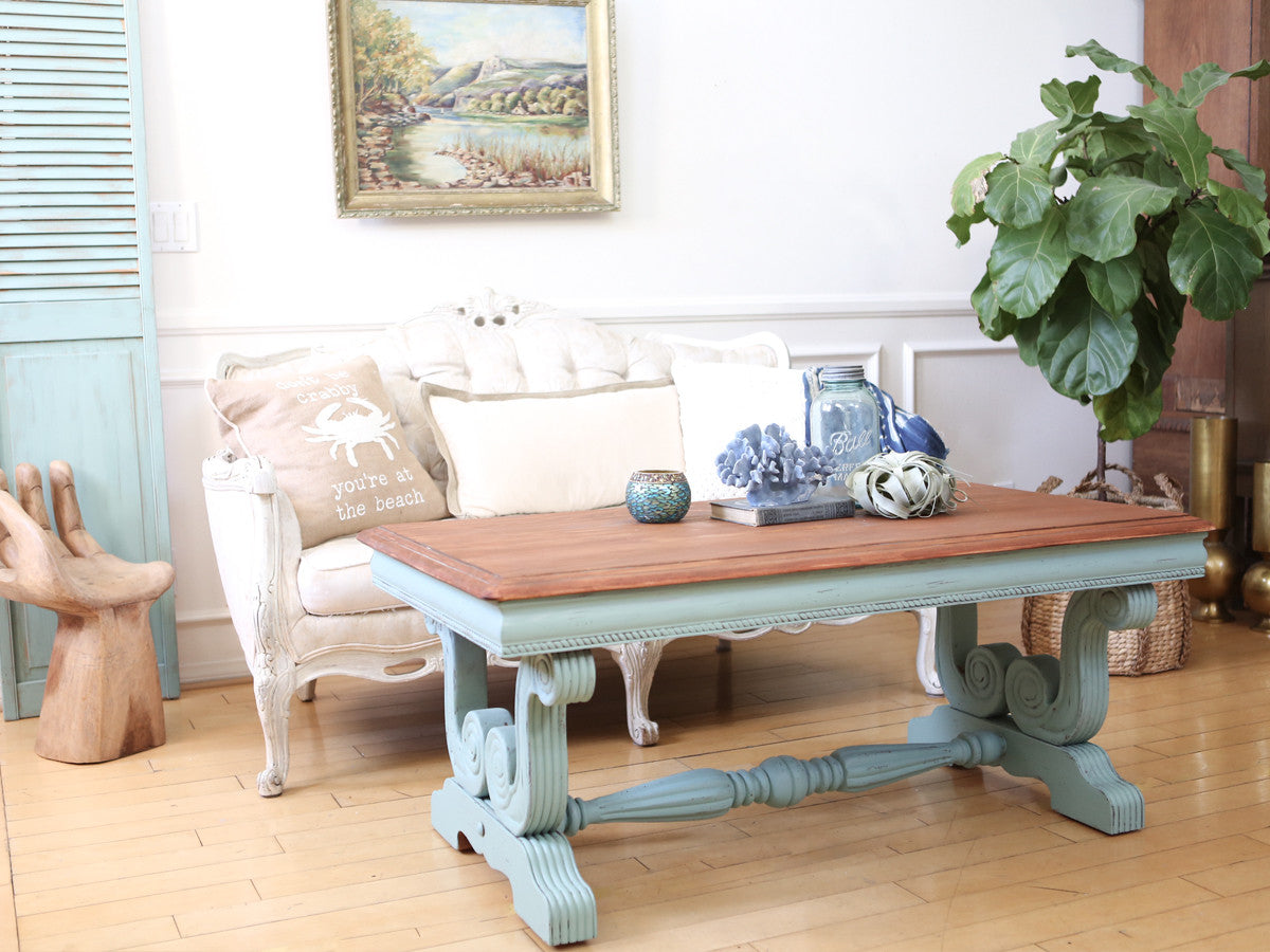 Shabby Chic Vintage Beach House Solid Wood Coffee Table in ...