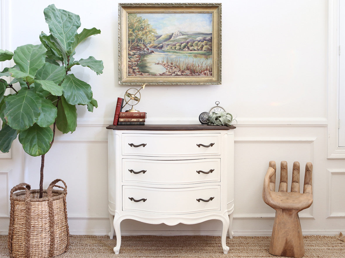 Drexel French Provincial Vintage Wooden Top Entryway Table Desk