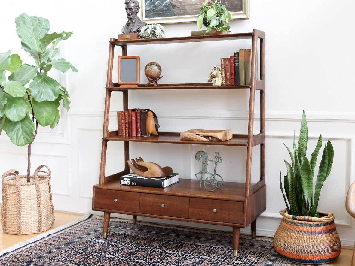 Featured image of post Mid Century Modern Bookshelf Wall - Mid century modern hutch and wall decor.