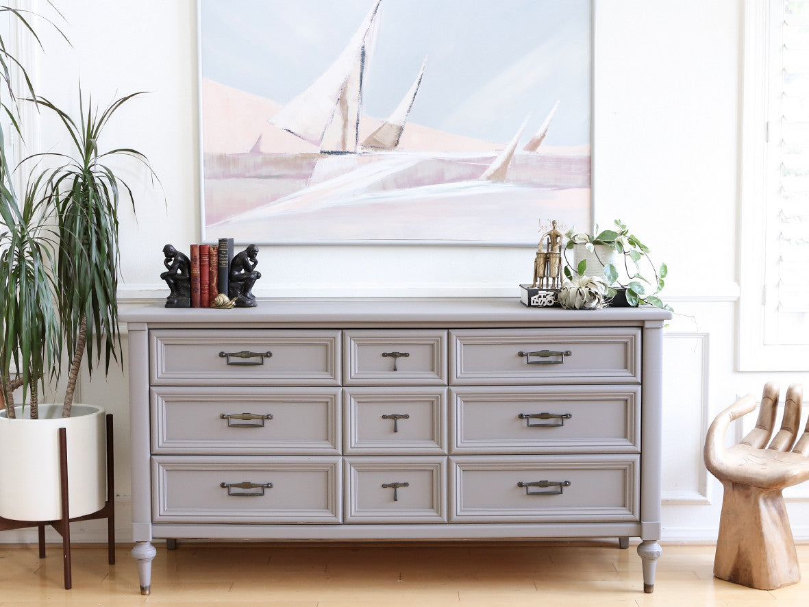 Mid Century Modern Gray Dresser By White Fine Furniture No 578 Shopgoldenpineapple