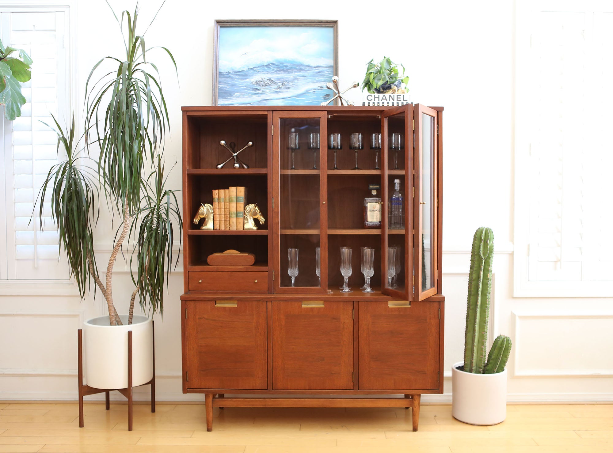 Vintage Mid Century Modern China Cabinet Hutch By American Of Martinsv Shopgoldenpineapple