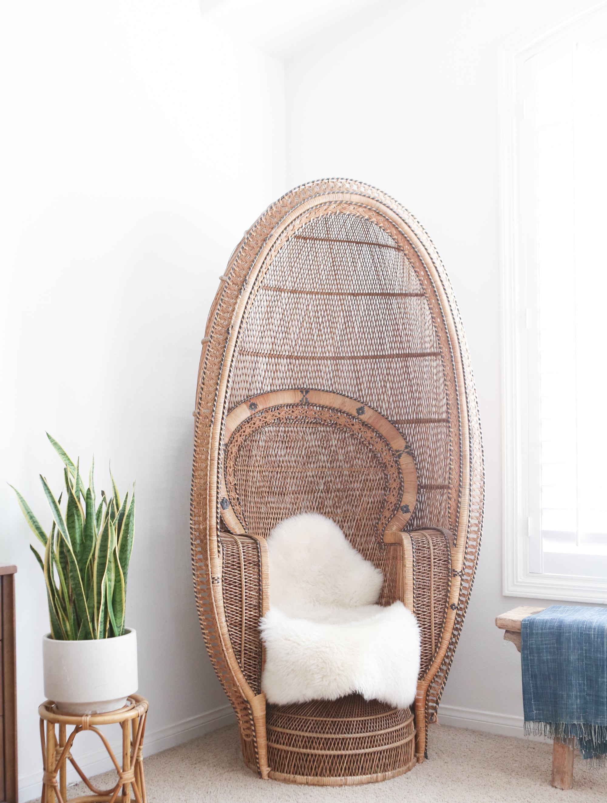 vintage rattan and wicker peacock chair no 698