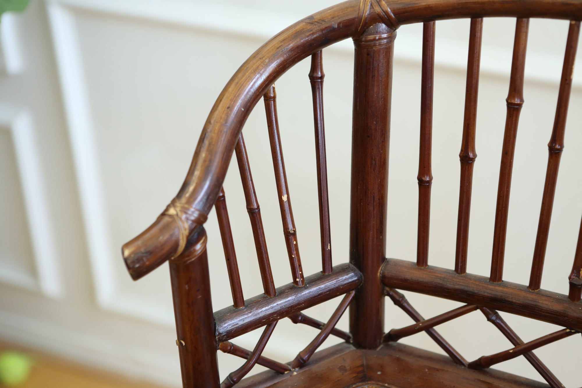 Tortoise Shell Bamboo Bar Stool Chairs A Pair No 577