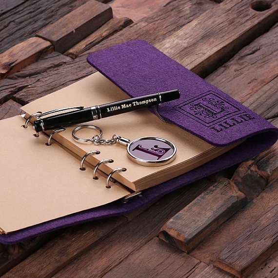 Personalised Gift Set with Journal, Key Ring and Pen with Box