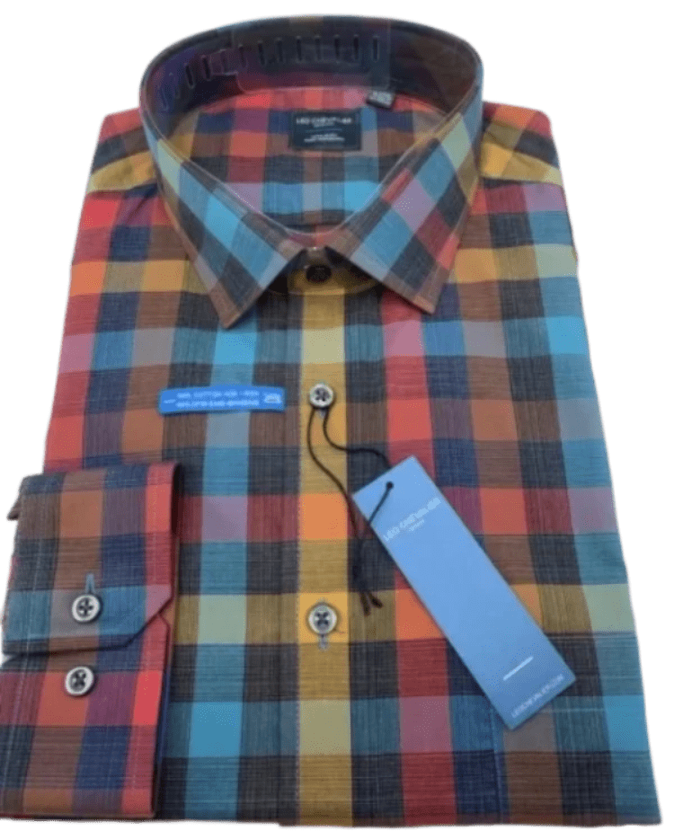 Leo Chevalier Multi Coloured Plaid Non-Iron Dress Shirt - 523471 9037