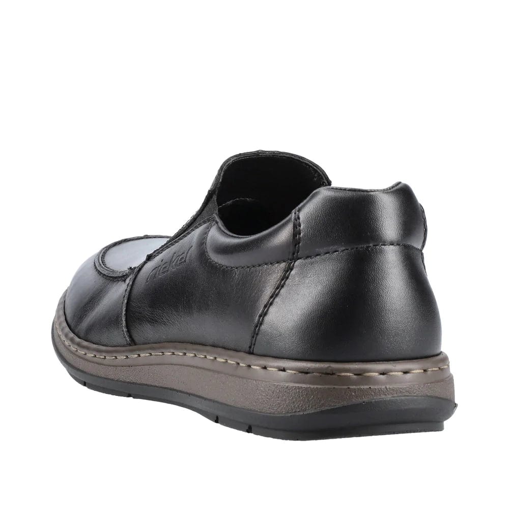 Rieker Slip-On Black Leather Shoes - 17370-00