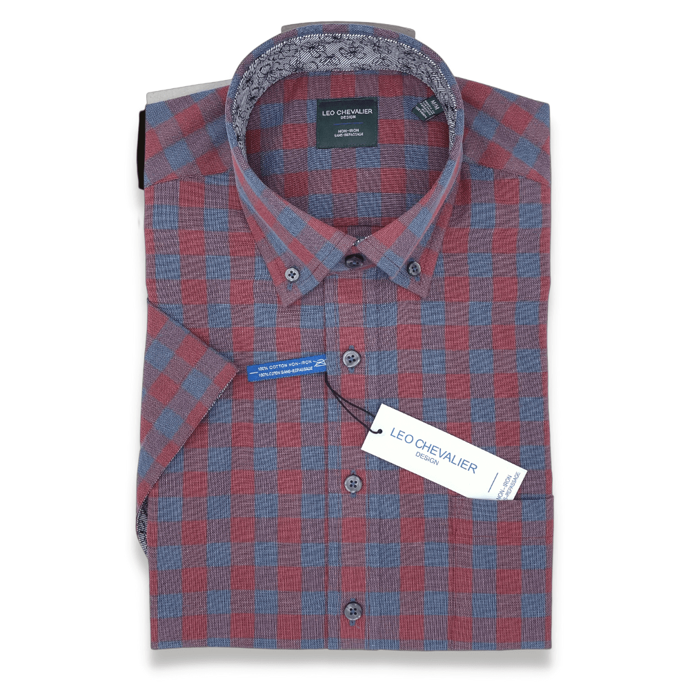 Leo Chevalier 100% Cotton Non-Iron Regular Fit Sport Shirt - Red - 528383 4500