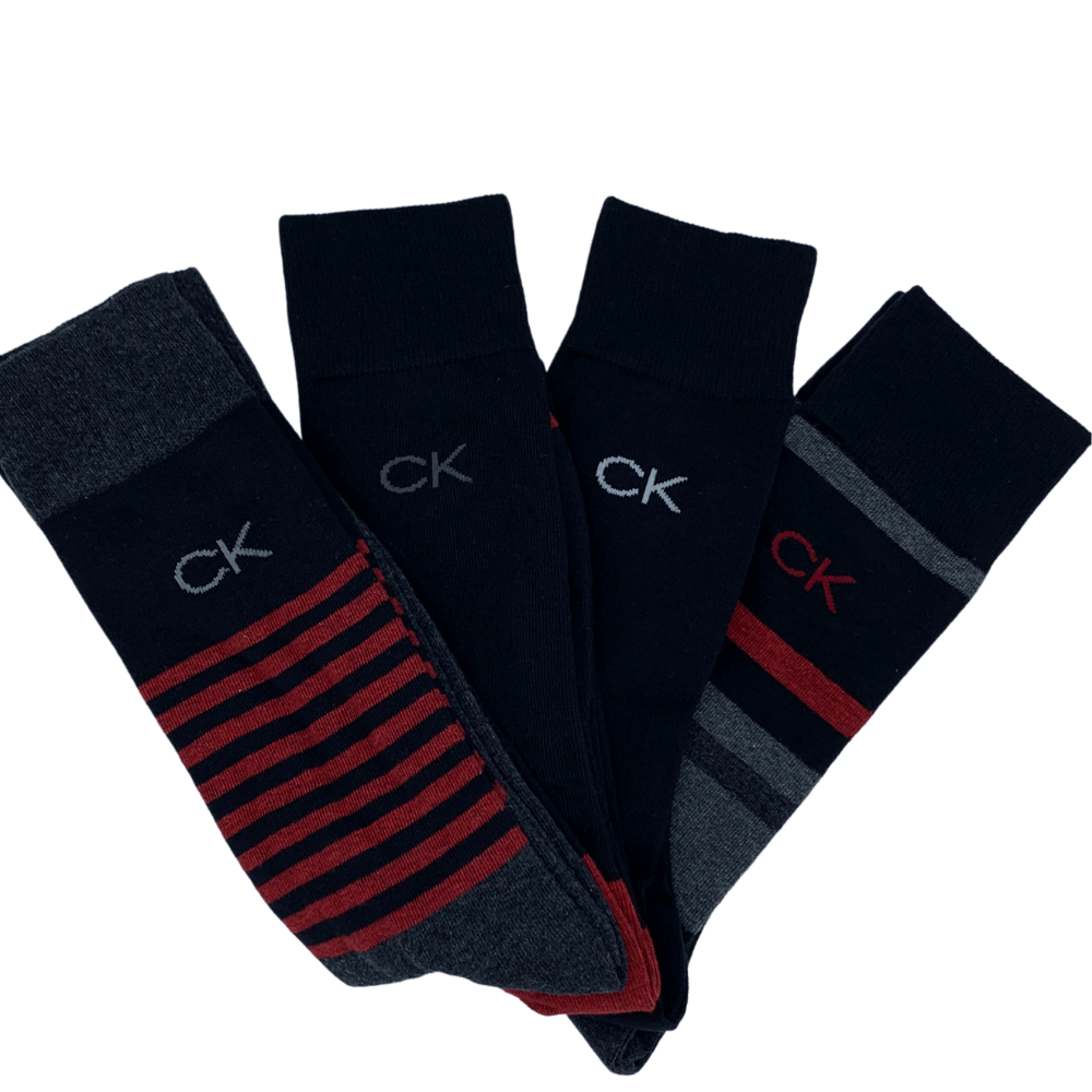 Calvin Klein 4 PK Combed Cotton Crew Dress Socks - Assorted Colours