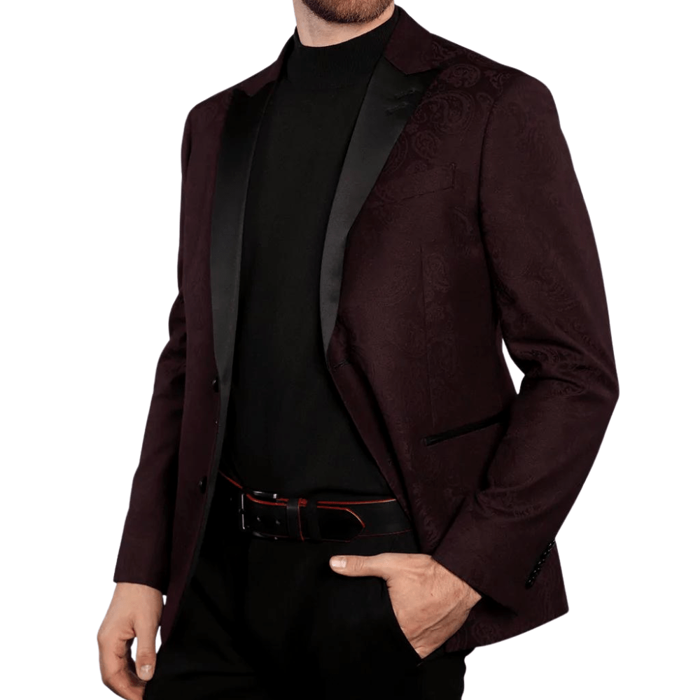 7 Downie St. Burgundy Paisley Tuxedo Jacket - Joey