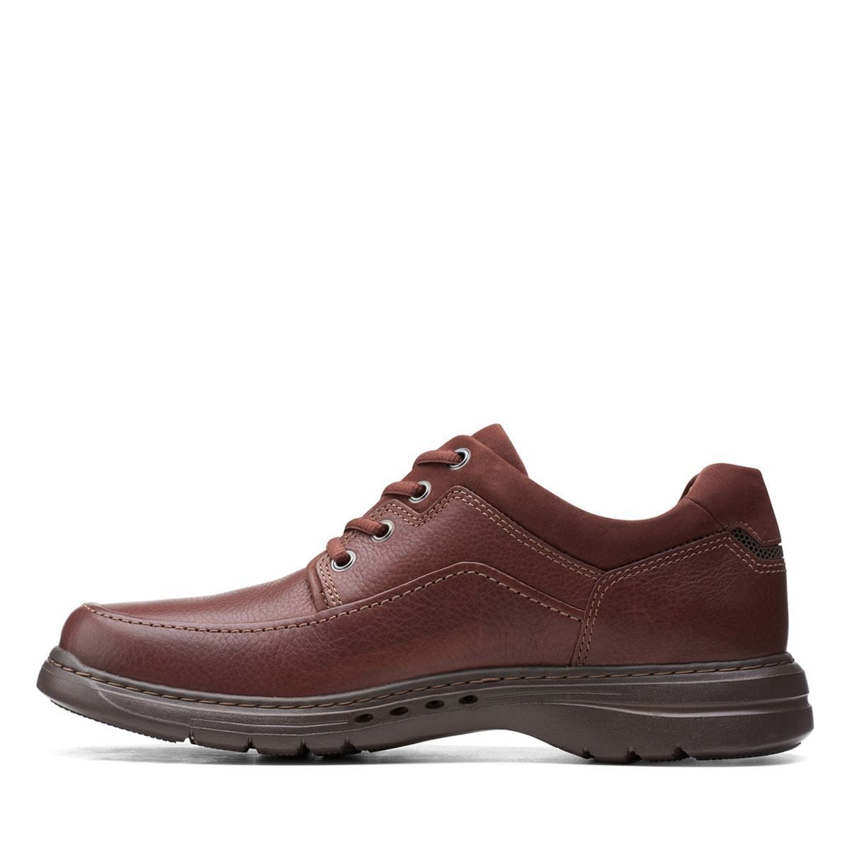 Clarks Un Brawley Lace-Up Leather Shoe- Mahogany Leather - 26151789