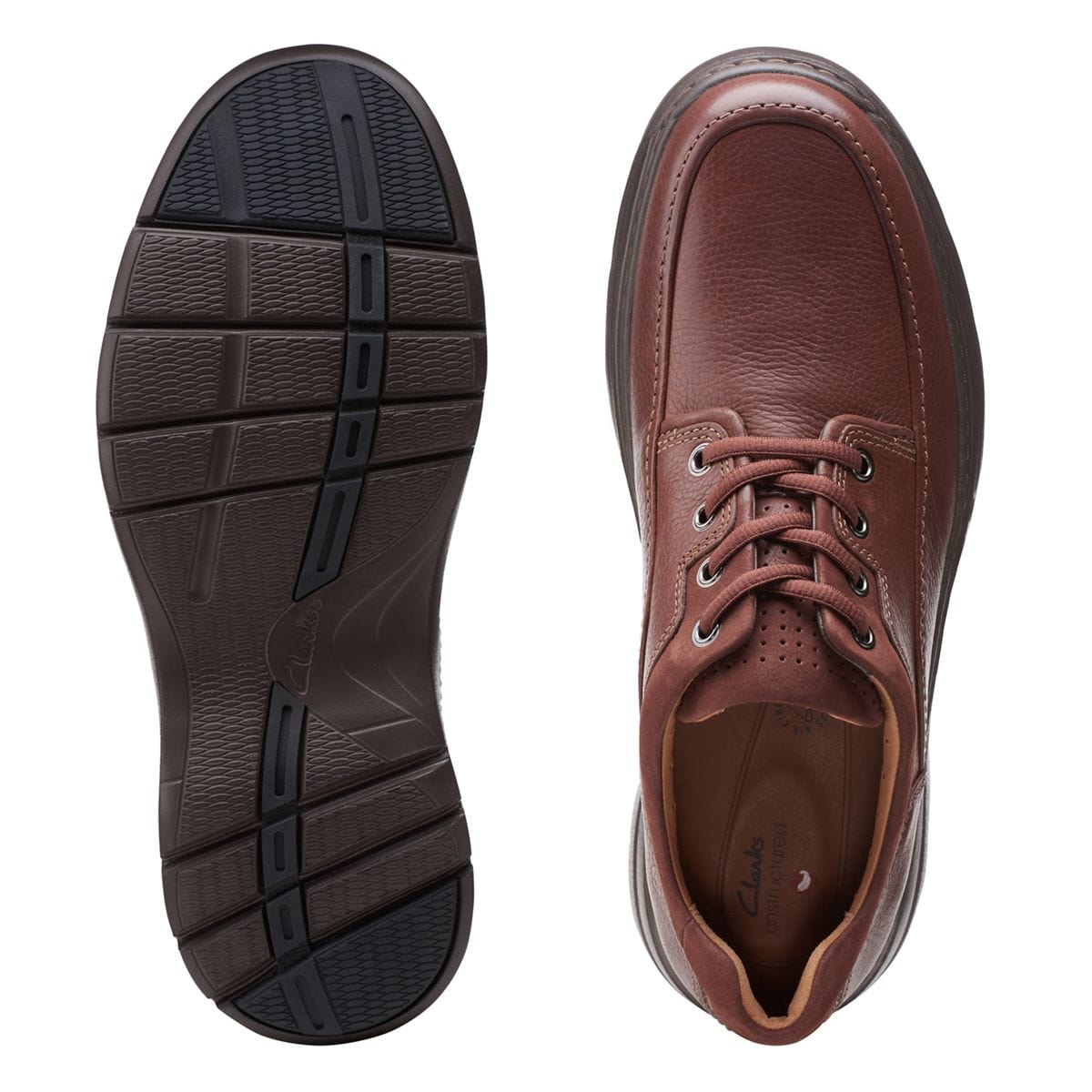 Clarks Un Brawley Lace-Up Leather Shoe- Mahogany Leather - 26151789