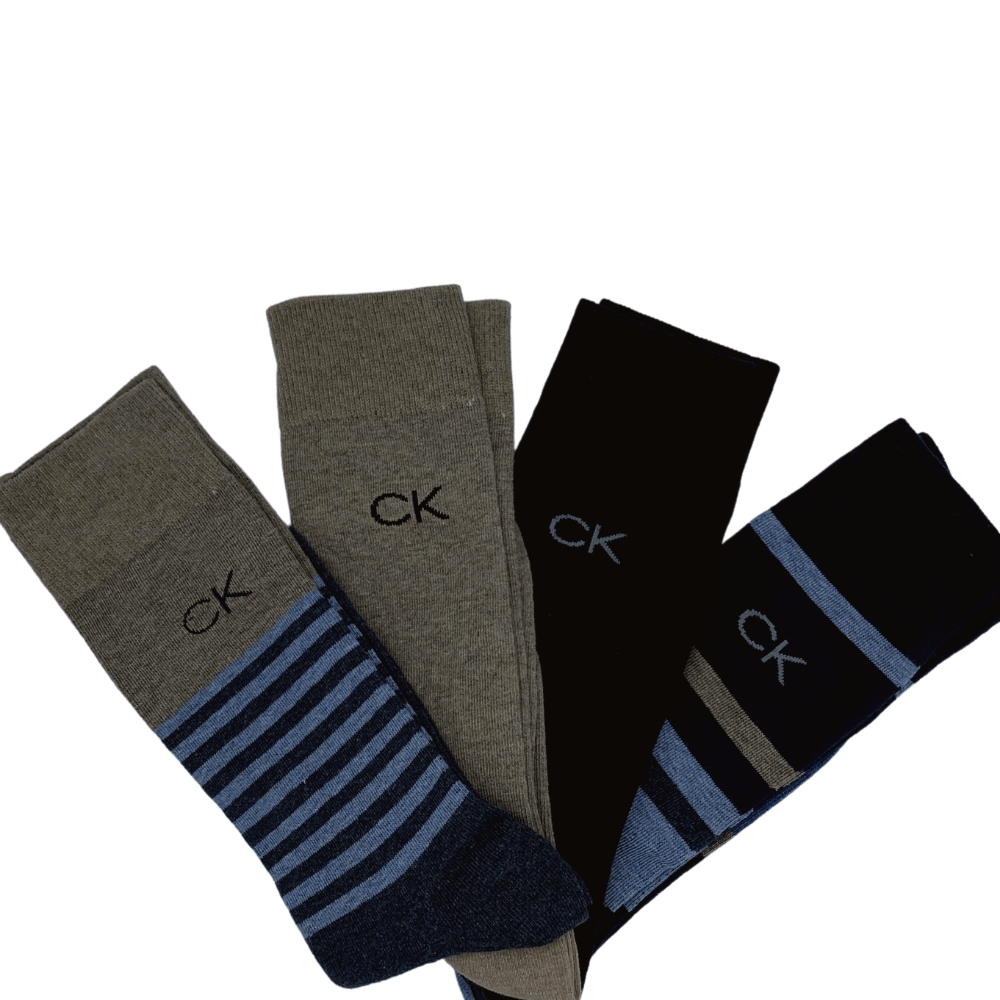 Calvin Klein 4 PK Combed Cotton Crew Dress Socks - Assorted Colours