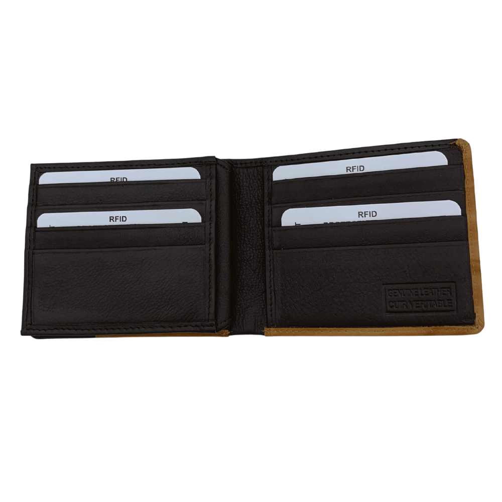 Bifold Wallet Featuring ID Window Bill Compartment Made with Genuine Leather - 1010