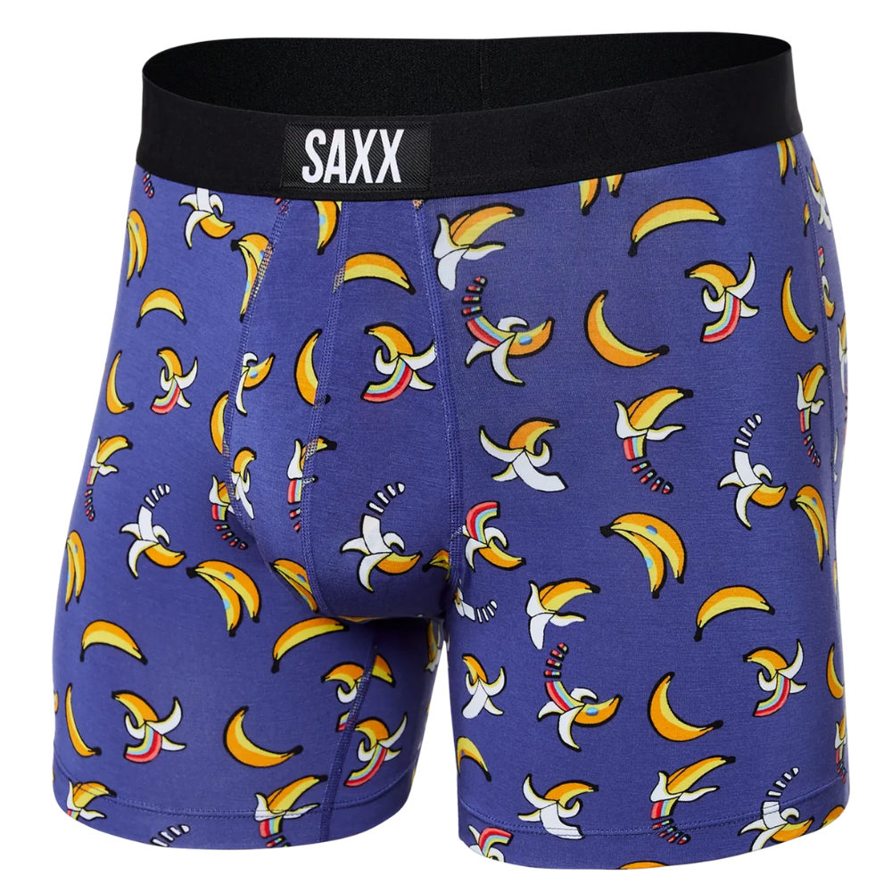 SAXX Vibe Super Soft Slim Fit Boxer Brief - SXBM35 NNR Rainbow Bananas- Navy