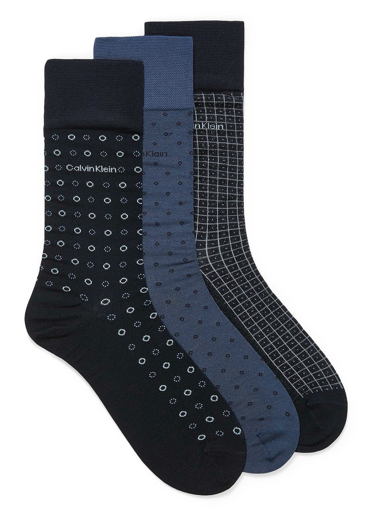 Calvin Klein Mercerized Cotton Blend 3-Pack Dress Socks - CKM201DR02C001/002